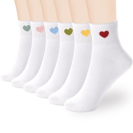 inhees Women's Cute Ankle Crew Socks - Novelty Fun Heart Cotton Casual Athletic Running Socks 6Pairs With Gift Box