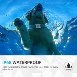 Airtag Dog Collar QR Code - IP68 Waterproof Integrated Air Tag Dog Collar Holder ID Tag - Free Pet Online Profile - Durable Natural Cotton Hemp - Fits for Small Medium Large Dogs (Aquamarine, L)