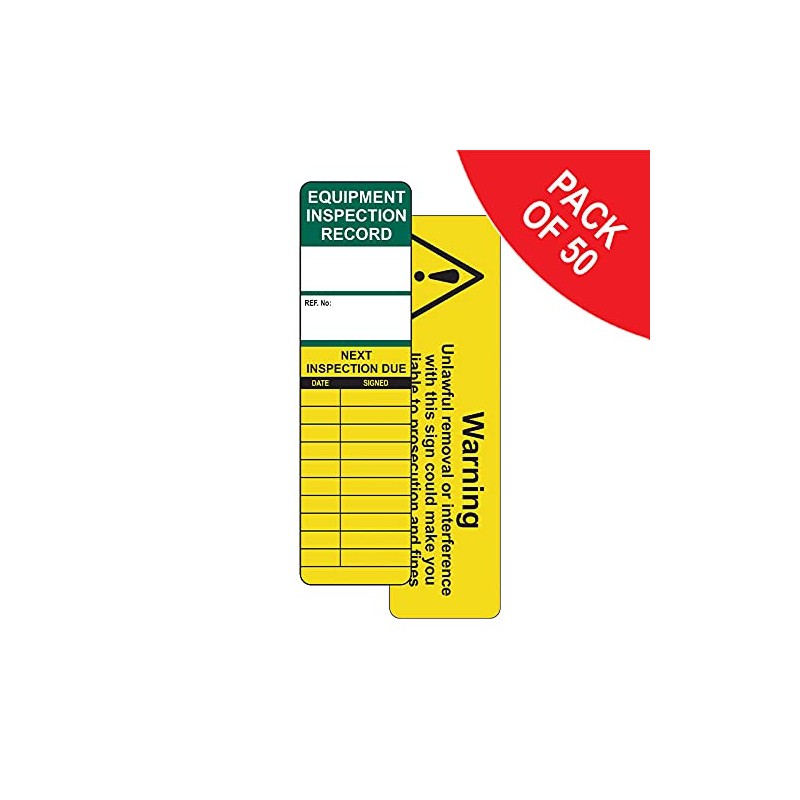 Equipment Inspection Tagging Insert Pack of 50 Ideal for Use