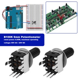 The Lord of the Tools 10PCS Logarithmic 9mm Potentiometer 100K Ohm 6mm Knurled Shaft 25mm Shaft Length for PCB or Panel Mount Applications Use with Communications Equipment Consumer Goods