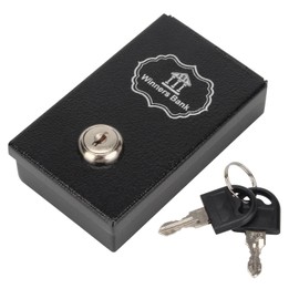 YINSHCO Metal Box for Gambler, Winners Bank Portable Safe Casino Money Pocket Sized Cash Box with 2 Keys, Mini Lock Box Gambling Box For Cash Saving Go Home Money, Black