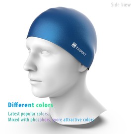 ZABERT 2 Pack Kids Swim Cap Hat,Swimming Caps Hats for Girls Boys Kids Toddler Baby Long Hair Braids - Silicone Waterproof Blue Pink