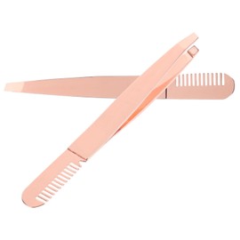 Ipetboom Elegant Rose Gold Eyebrow Tweezers Set of 2 Tweezers for Eyebrow Shaping Facial Hair Removal