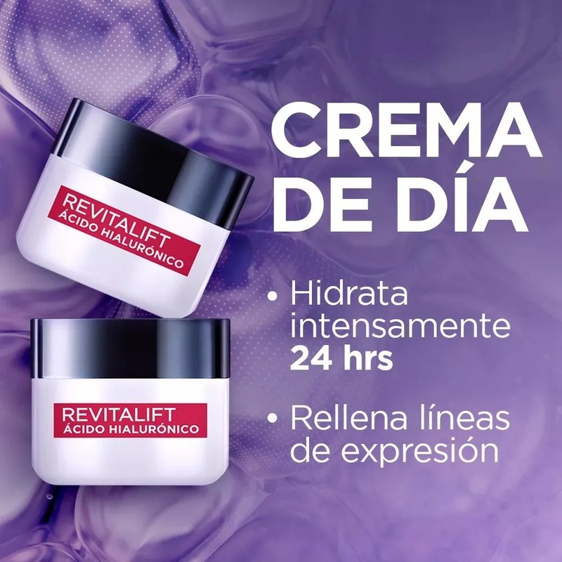 Kit 2 Cremas De Día Loréal Paris Ácido Hialurónico 50ml