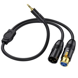 LOKEKE XLR to 3.5mm Y Splitter Adapter Cable, Jack Stereo Male to Two XLR Male and Female Audio Microphone Cable for Microphone, Sound Card, Camcorder and More