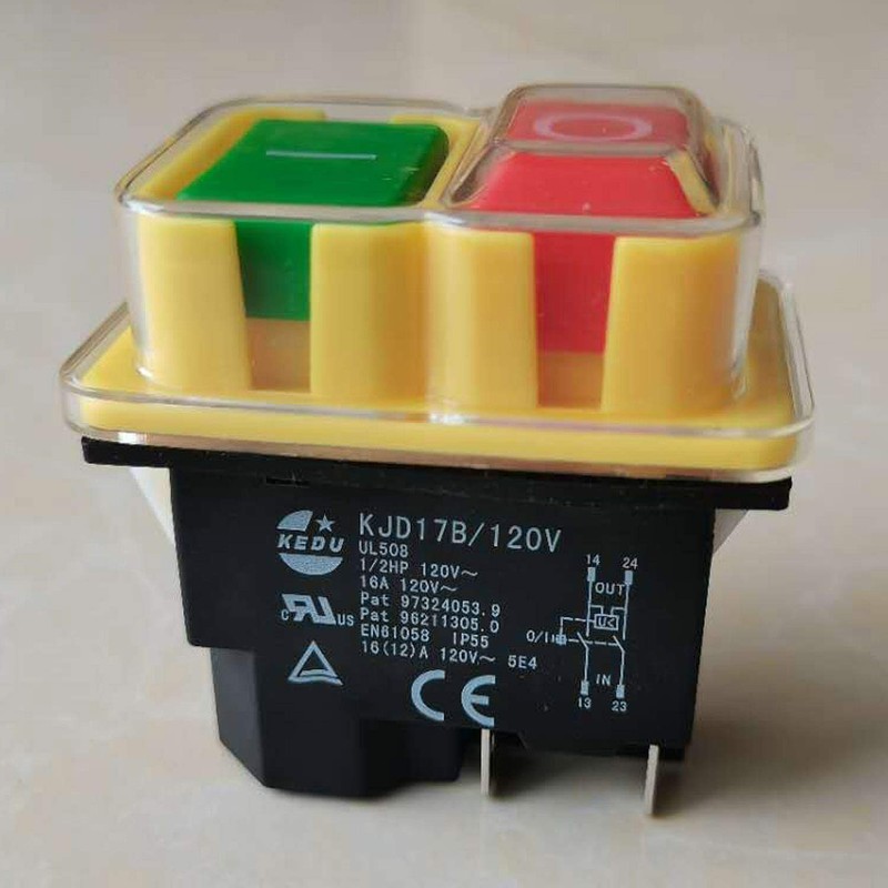 KEDU KJD17B/120V 4Pins Electromagnetic Switch ON-Off Waterproof Pushbutton Switches with