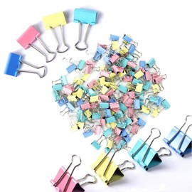 100pcs Binder Clips, 15mm Colored Metal Binder Clips, Small Bulldog Clips Foldback Clips Mini Metal Bulldog Clips, Coloured Metal Foldback Clamps Coloured Stationery File Money Paper Clamps(4 Color)