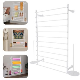 kunghei 12 Layers White Wall Display Stand Wrapping Paper Ribbon Organizer Tie Scarf Rack Belt Towel Holder Spool Hijab Stand Metal Shelving for Home, Retail Stores, Flower Shop, Studio, Sewing-80cm