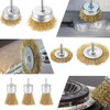 Wire Brush Set, 9 Pieces Steel Wire, Brass-Plated, Carbon Steel