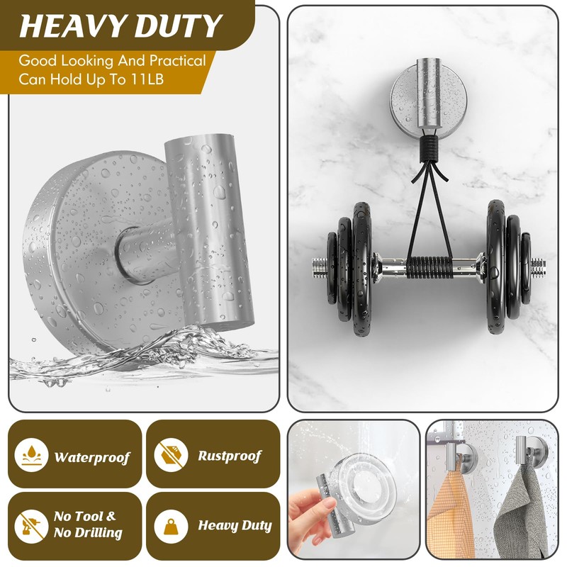 MOTAIPEAK Suction Cup Hooks for Shower,Heavy Duty Shower Towel Suction