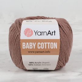 YarnArt Baby Cotton - Knitting Yarn, Baby Yarn, Summer Yarn, Amigurumi Yarn, Soft Yarn, 50% Cotton Yarn, 50% Acrylic Yarn, 1.76 Oz, 180.44 Yds (4 Skein, 407)