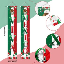 MEHOFOND - 2 banderas para el día de la independencia mexicana, bandera de Viva México, decoración del día de la independencia de México, fiesta mexicana para interiores y exteriores