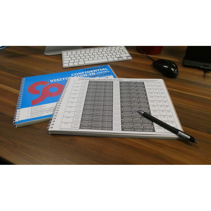 Cherry Carbonless NCR GDPR Compliant Confidential Visitor Sign with CAR