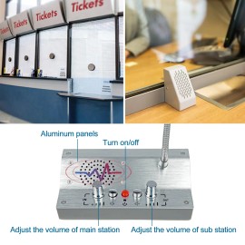 Silver Two Way Window Intercom System with Mute Function Ticket Counter Interphone Speaker for Banks, HospitalsMaterial: Plastic