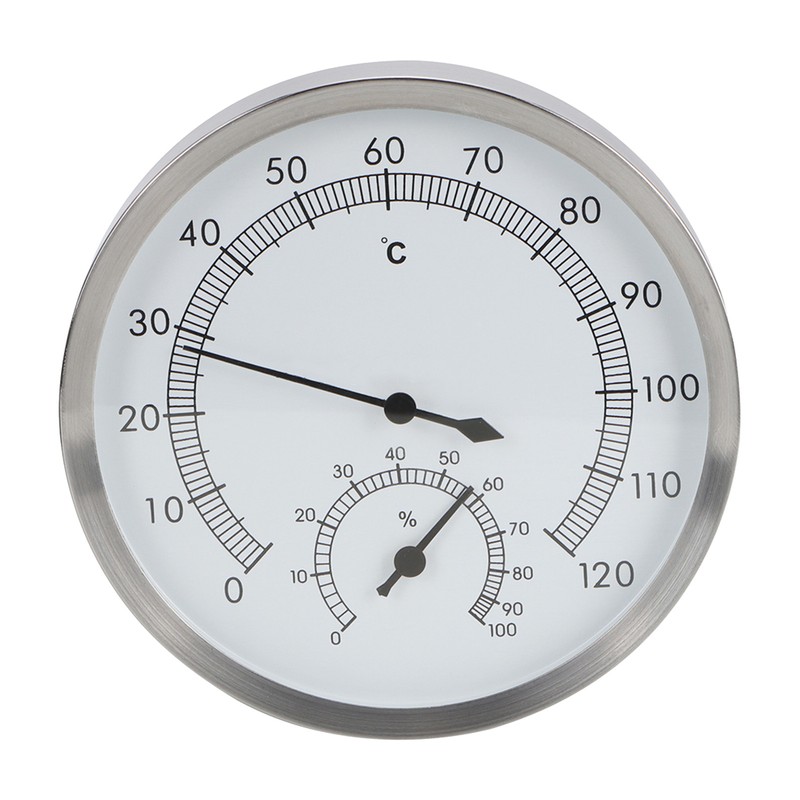 2 In-1 Stainless Steel Steam Room Sauna Room Thermometer Hygrometer