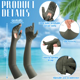 Yahenda 2 Pairs UV Long Sun Protection Driving Gloves UPF 50+ Touchscreen Arm Adjustable Women Sunscreen Gloves for Outdoor (Army Green, Black)