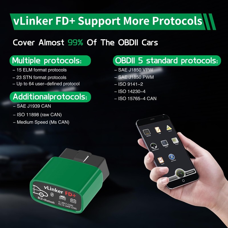 V-gate vLinker FD+ OBDII Scanner OBD2 Bluetooth Automotive Scanner Diagnostic