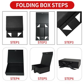 Small Black Gift Boxes with Lids for Presents,Valentine's Day,Mother Day,Birthday.10.5x7.5x3.1 Inch with Ribbon and Magnetic Closure Gift box