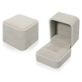 Yorgewd 2 Pack Velvet Ring Box, 55 x 50 x 45 mm, Velvet Rings Earrings Case Pendant Boxes for Wedding, Engagement, Valentine's Day (Grey)