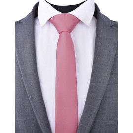 Branduce 2.4" Dusty Rose Tie Mens Skinny Tie for Wedding 6cm Solid Pure Color Thin Slim Woven Necktie (TA04-41)