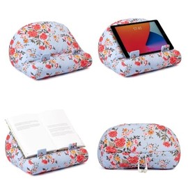 Bookcouch Roses - Flower Motif Light Blue - Reading Cushion for Books and Tablets - Book Stand - Tablet Holder - Reading Aid - German Edition