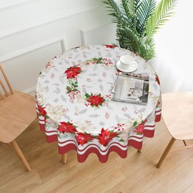 Aiojool Cow Print Tablecloth Round Table Cover Washable Polyester Table Cloth for Dinner Kitchen Party 60 Inch