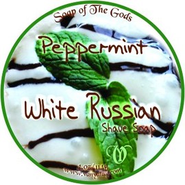 Peppermint White Russian - All Natural Shaving Soap for Men and Women. Moisturizing with Kokum and Shea Butters.