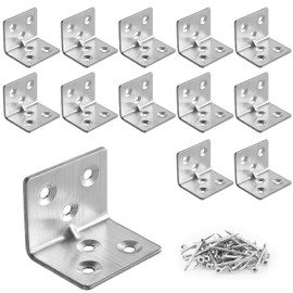 Forhandy Pack of 20 Stainless Steel Angle 30 x 30 mm, Angle Connector with Screw, Metal Angle 90 Degree for Attachment, Furniture, Chair, Bookshelf
