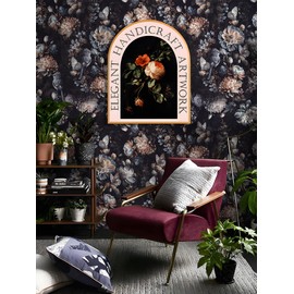 Luvdecor Dark Floral Wallpaper Removable Boho Peel and Stick Wallpaper Vintage Black Floral Wallpaper for Bedroom Wallpaper Stick On Wallpaper for Cabinet Shelf Liner Home Decor17.7 * 118 in