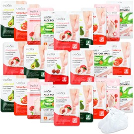 Swiffen 48 Pcs Fruits Foot Mask Bulk Hydrating Feet Mask Moisturizing Socks Foot Peeling Mask for Dry Cracked Feet Shea Butter Aloe Foot Care for Spa Day Kit Beauty Relaxation Gift for Women