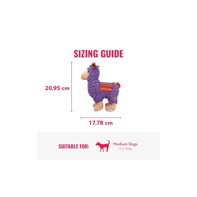 KONG Peluche Llama Mediana con Chirrido, Mediano, Morado