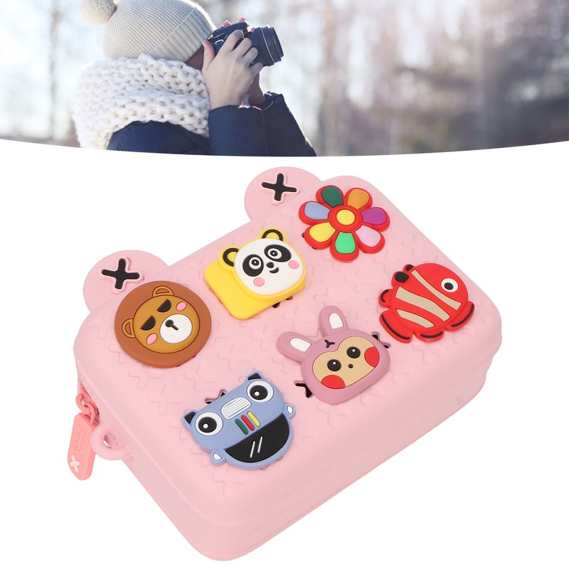 Kids Single Shoulder Camera Bag DIY Cartoon Decors Shock Absorbing