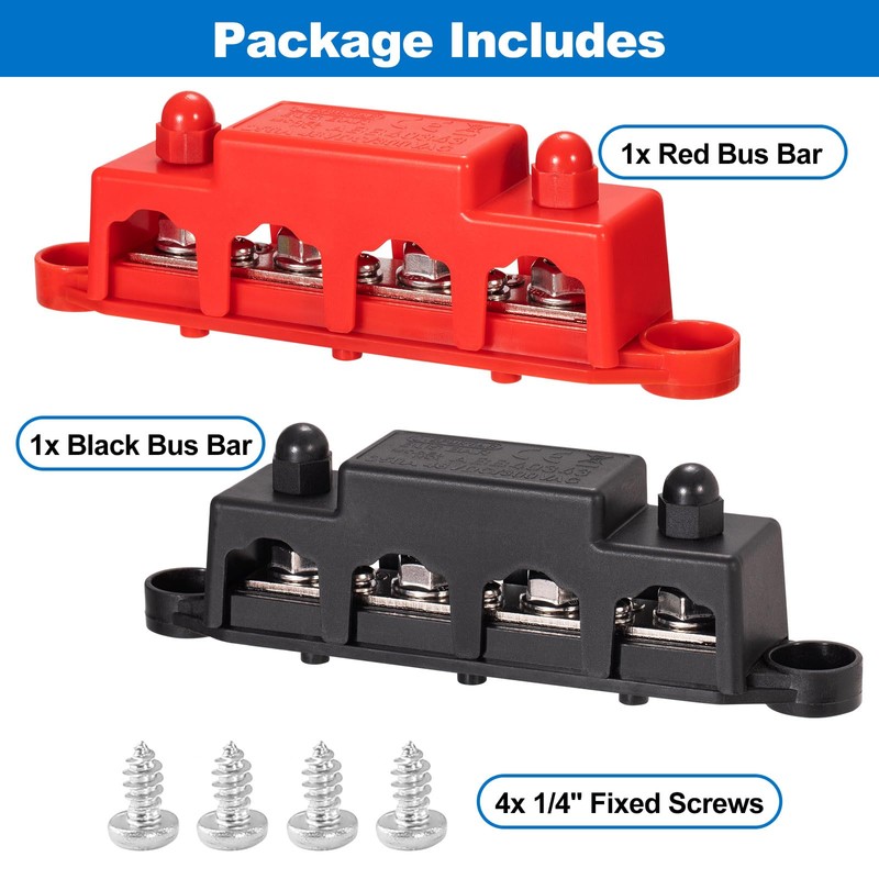 Spurtar 12V Bus Bar 12V Power Distribution Block with 4X