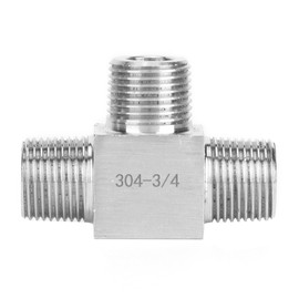 3 Way Pipe Fittings 304 Stainless Steel Male Thread Pipe Connector High Pressure for Water/Gas/OilMale 3/4