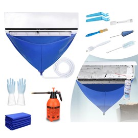 Mini Split Ac Cleaning Kit,Air Conditioner Cleaning Cover Waterproof Air Conditioning Cleaning Bag with Drainpipe and Support Plates,Wall Mounted Dust Washing Ac Clean Protector Kit (11PCS, Small)