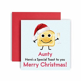 Huxters A Special Toast Aunty Merry Christmas Card for her – Funny Card for Aunty – Blank Interior Xmas Card with Recyclable Envelope –Paper Christmas Aunty Card (Aunty)