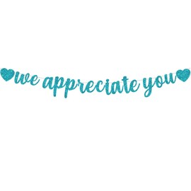 DecoGlee Teal Blue We Appreciate You Banner,NO DIY,Employee Appreciation Banner for Office Party Decorations,Thank you for Employee Teacher Doctor Nurse Staff Appreciation