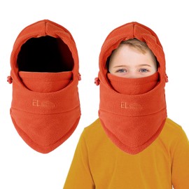 AYPOW Kids Winter Thermal Fleece Balaclava, Multifunctional Windproof Adjustable Face Cover Ski Mask, Warm Fleece Hat Cap Hood Neck Warmer Scarf for 4-9 Boys Girls Cycling Skating Hiking Outdoor Sport