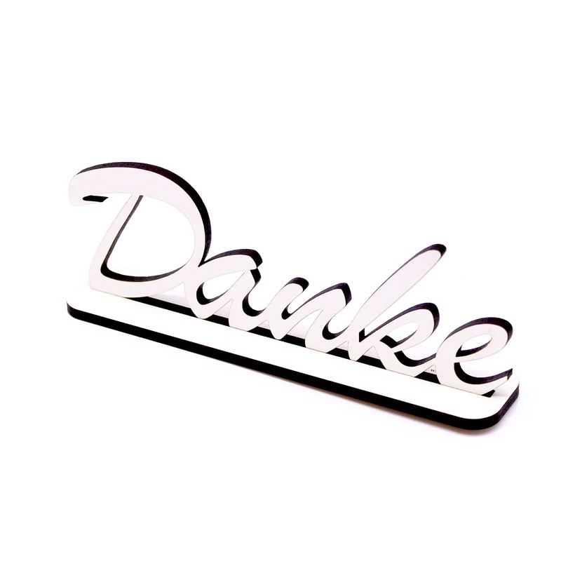 Dekolando Engraved Stand with German Text "Danke" [German Language] White