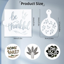 13 PCS Cookie Stencils,Reusable Artisan Bread Stencils for Sourdough 5x5 Inch, Happy Birthday Stencils for Painting on Wood, Coffee Stencils Templates Mold Tools DIY Craft Template Paint Stencils