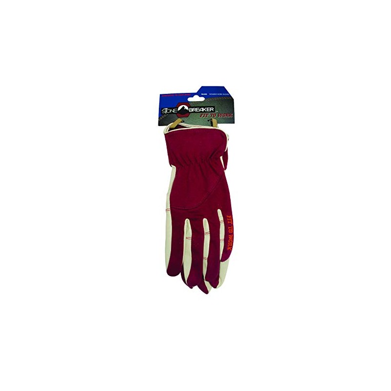 StoneBreaker Burgandy Womens Work Gloves, Small
