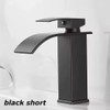 Black Waterfall Bathroom Faucet for Wash Basins – Short Deck-Mounted