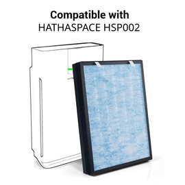 HSP002 True HEPA Air Filter Replacement Compatible with HATHASPACE Air Purifier 2.0 (H13 True HEPA) 2Pack