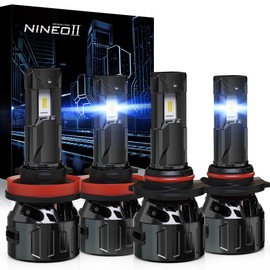 NINEO 9005 H11 Fog Light Bulbs Combo, [2025 Upgrade] H9+9005 Driving Light 600% Brighter, Fan-Cooled, No Flicker, Driving or Fog Light, 4 Pack