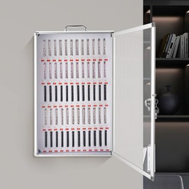CeRaBuRET Aluminum Alloy Silver Storage Cabinet for Cell Phones, Wall-Mounted with A Locked, Mobile Storage Cabinet Can Be Carried by Hand (60 Slots), 16.14 * 7.87 * 25.59 in