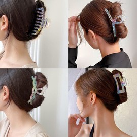 Hair Clip, Hair Clip, Large, Set of 4, Doll Princess Color, New Appearance, Transparent, Stylish Ladies, Simple, Office, Hair Accessory, Hair Claw, Lightweight, Elegant, Cute, Hair Clip, Firm, Present