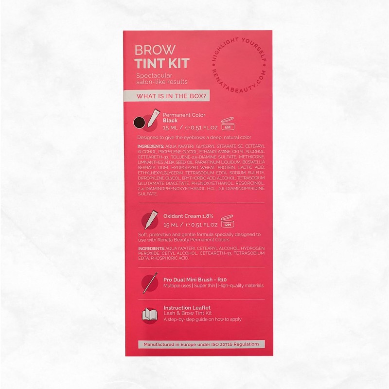 Renata Beauty 3-in-1 Eyebrow Colour Kit: Intense Black Tint, Oxidation