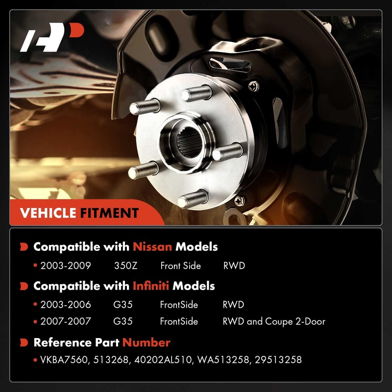 A-Premium 2 x Front Wheel Bearing and Hub Assembly Compatible
