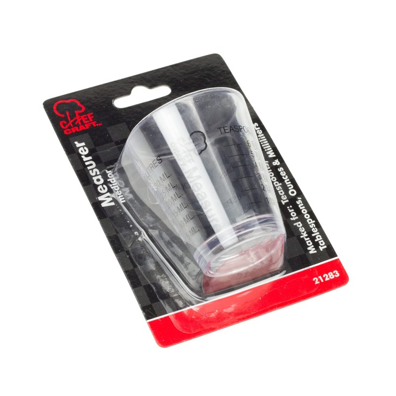 Chef Craft Classic Plastic Shot Glass Measurer, 1 ounce teaspoon/tablespoon,