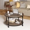 IDEALHOUSE Round Coffee Table for Living Room Rustic Center Table